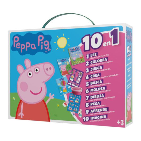 Maletín 10 en 1 Pepa Pig - Educateka, juegos de mesa, educativos y papelería