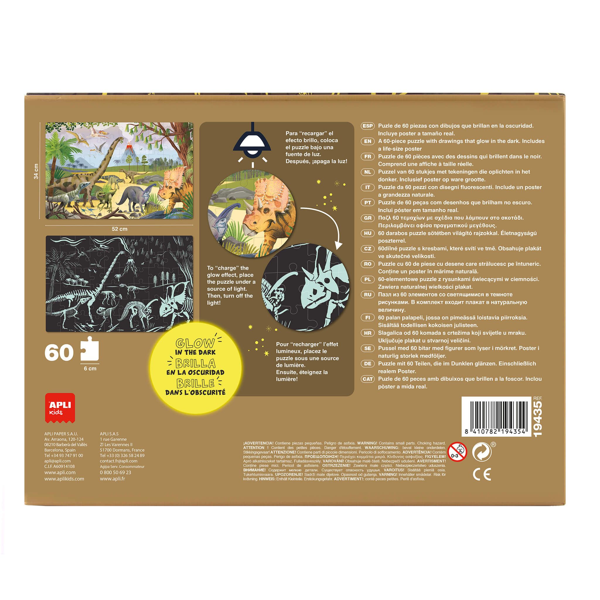 Puzzle Infantil Brilla En La Oscuridad Dinosaurios - Imagen 2