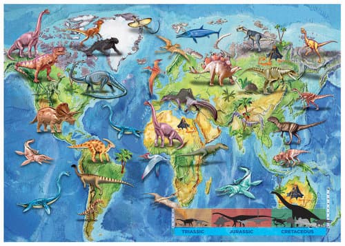 Puzzle Mapamundi Dinosaurios 150 Piezas - Imagen 2