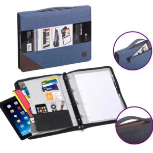 Cartera Congresos Ventura 4 Anillas 25mm Asa Azul