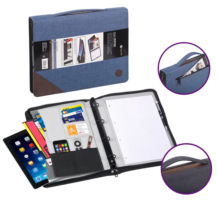 Cartera Congresos Ventura 4 Anillas 25mm Asa Azul