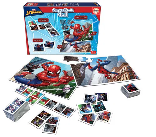 Superpack 4 en 1 - Spiderman - Educateka, juegos de mesa, educativos y papelería