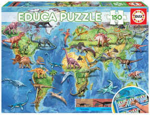 Puzzle Mapamundi Dinosaurios 150 Piezas