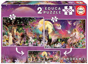 Puzzle Triptico De Hadas  2x100 Piezas