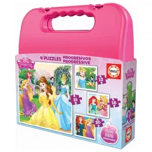 Maleta Puzzles Progresivos Princesas Disney 12-16-20-25