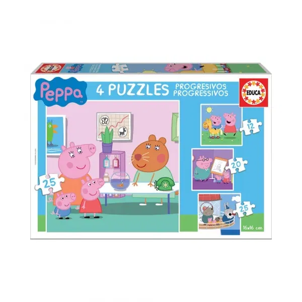 Puzzles Progresivos Peppa Pig 12-16-20-25