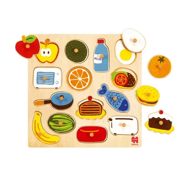 Puzzle In & Out Encajable De Madera - Alimentos