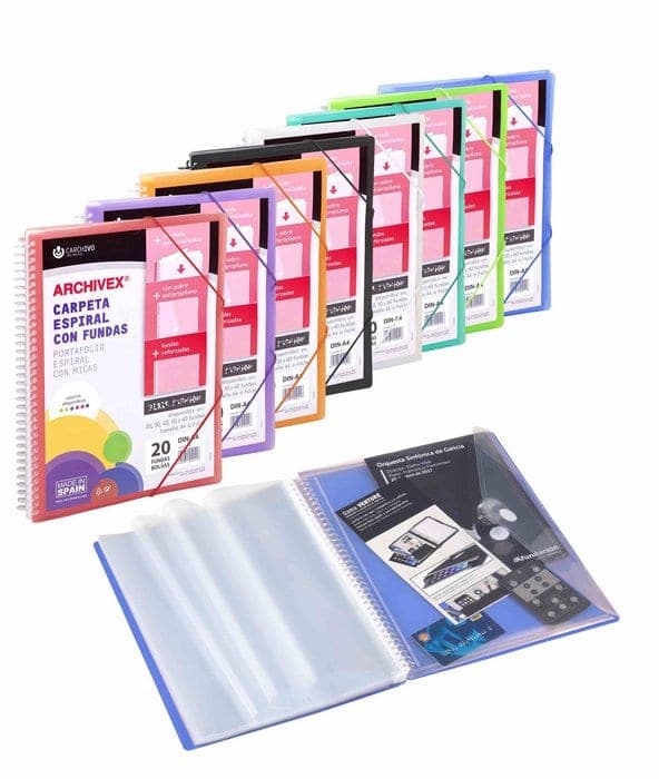 Carpeta Archivex-star Espiral Canguro 40 Fundas Negro