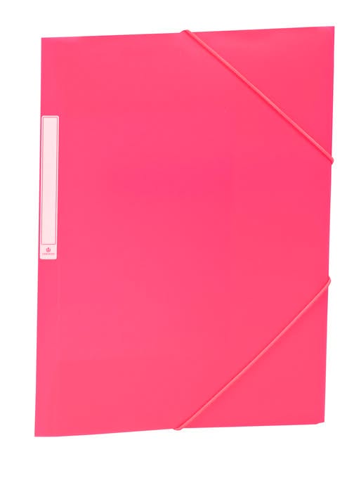 Carpeta Solapas Pp Folio Etiqueta Goma Rosa