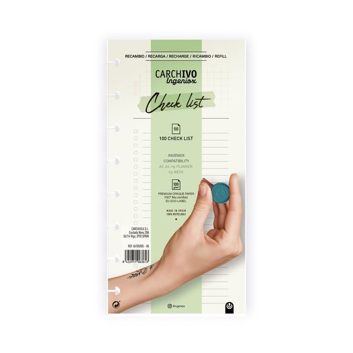 Recambio Ingeniox Check List 50 Hojas (Envase 5 unidades)