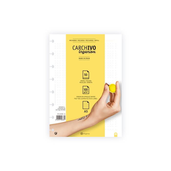 Recambio Cuaderno Ingeniox A5 50 hojas Puntos - Educateka, juegos de mesa, educativos y papelería